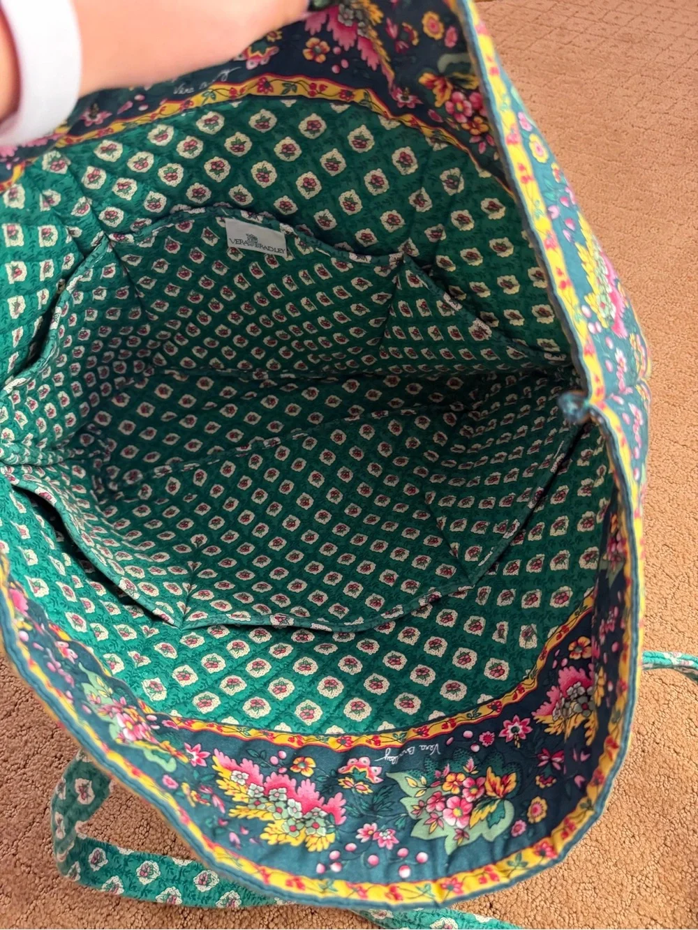 Vintage Vera Bradley Greenfield Quilted Large Tote Shoulder Bag Button close
